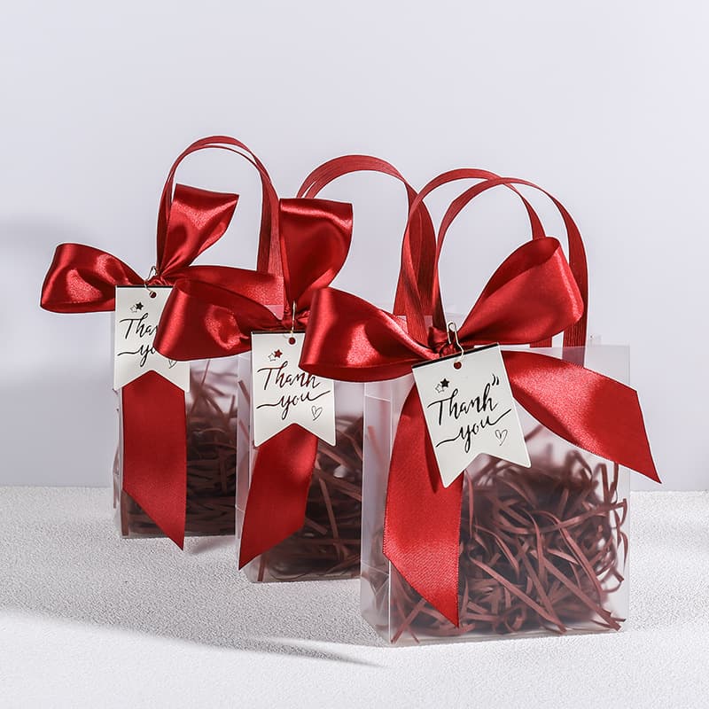 Festive Transparent Tote Bag Premium Birthday Gift Bag Back-to-School Gift Bag Wedding Party Favor Packaging Bag Plastic