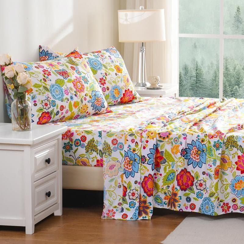 Foreign Trade Floral Fitted Sheets, Digitally Printed Bed Sheets, Ethnic Style Series Bedding Four-Piece Set, Factory King Size