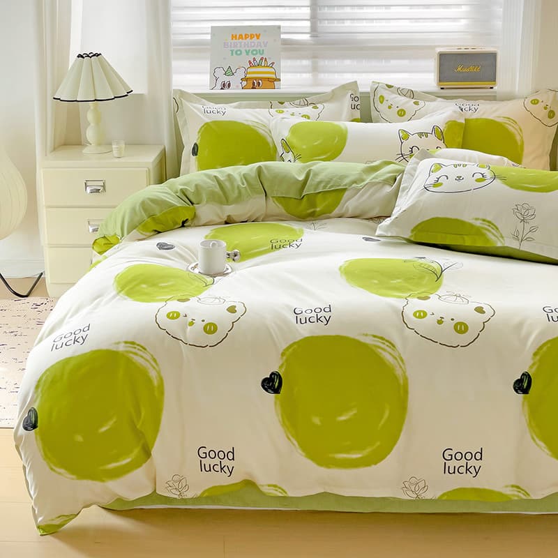 Minimalist thickened pure cotton brushed single duvet cover 150x200x230, cute cartoon dormitory bed single piece