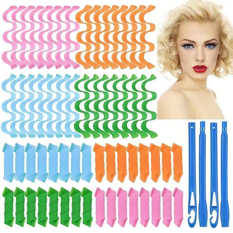 12-Pack Spiral Hair Rollers, Plastic Curlers for Big Waves, Snail Curlers, Easy Curl Long Hair