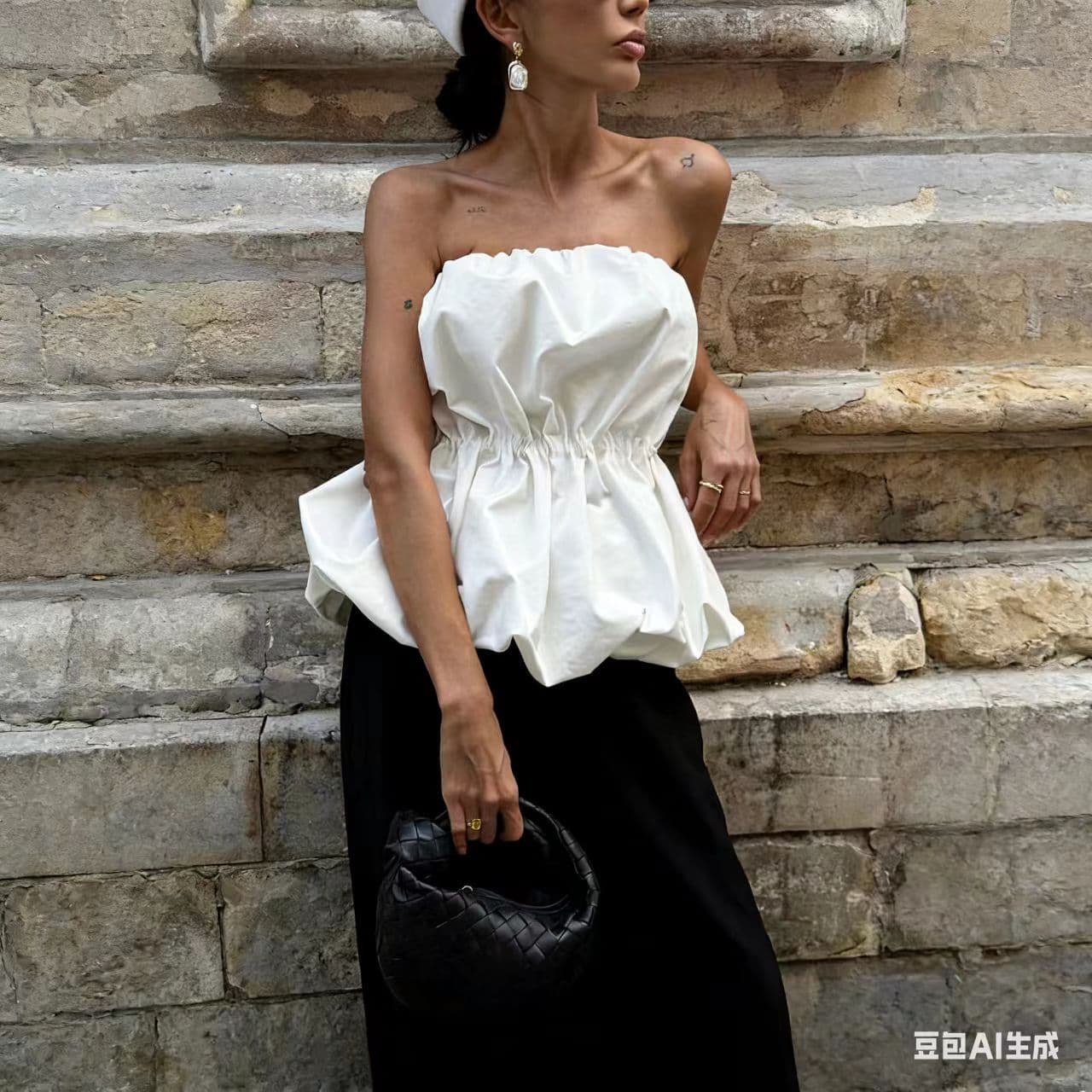 European and American Fashion Design Sensual Strapless Vest Personality Waist-Balloon Top 2026 Summer New Arrival