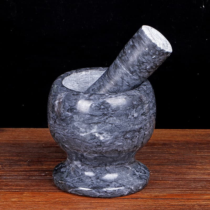 Manufacturer wholesale natural marble garlic pounder grinder garlic press household garlic mortar stone mortar manual pounding medicine jar