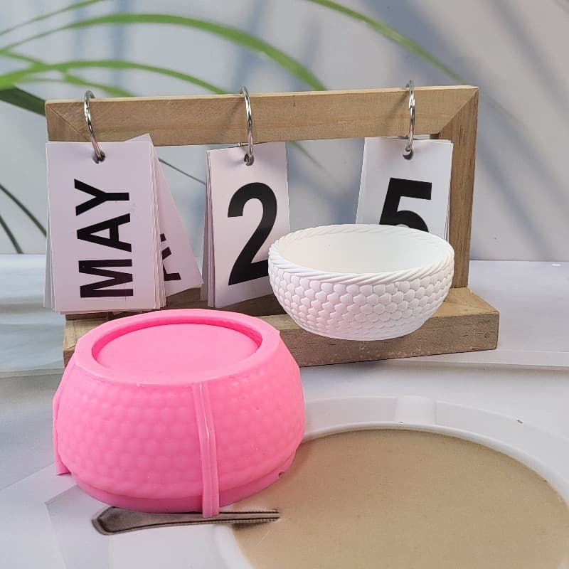 Basket Storage Plaster Silicone Mold DIY Cement Plaster Storage Box Silicone Mold W0141