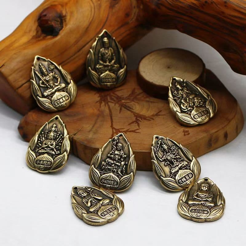 Factory Supply Eight Guardian Gods Alloy Key Pendant Zodiac Buddha Accessory Keychain Fittings