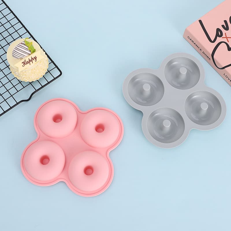Spot donut silicone round mold 4-hole cake chocolate candy pudding decorative baking mold