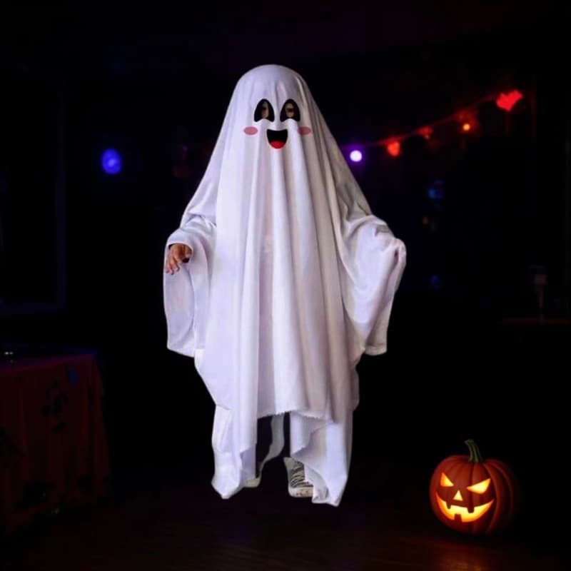 Halloween Children's Ghost Costume Scary Face Cape Family Matching Cloak