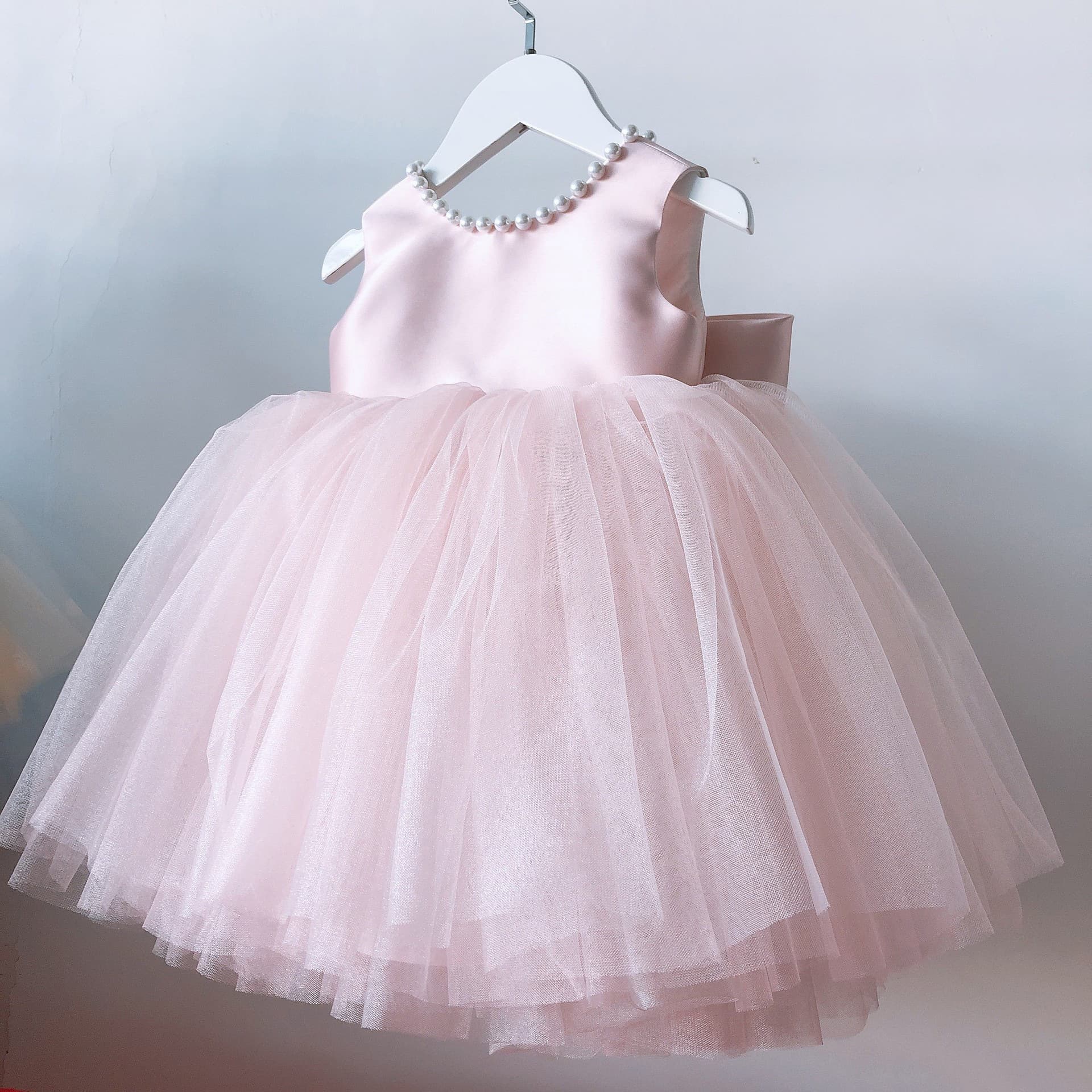 Children's Little Princess Dress Pink Fashionable 2026 New Girl's Dress Birthday Party Gown