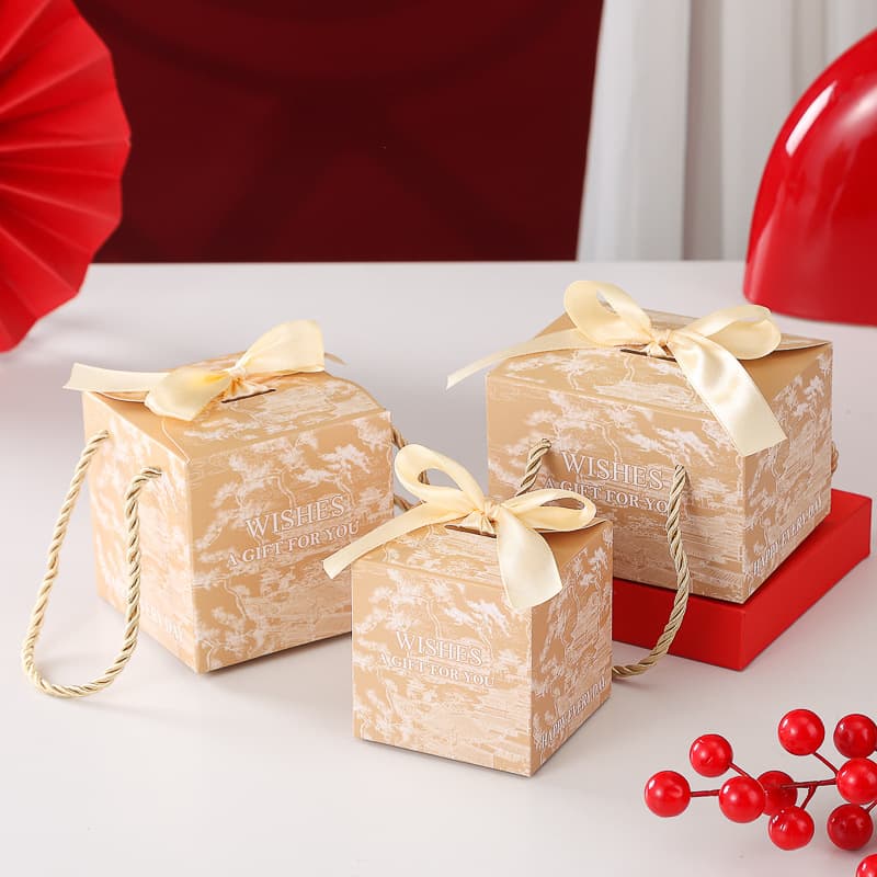 2026 new style wedding candy box with handle, wedding candy packaging box, creative gift box, engagement paper box wholesale