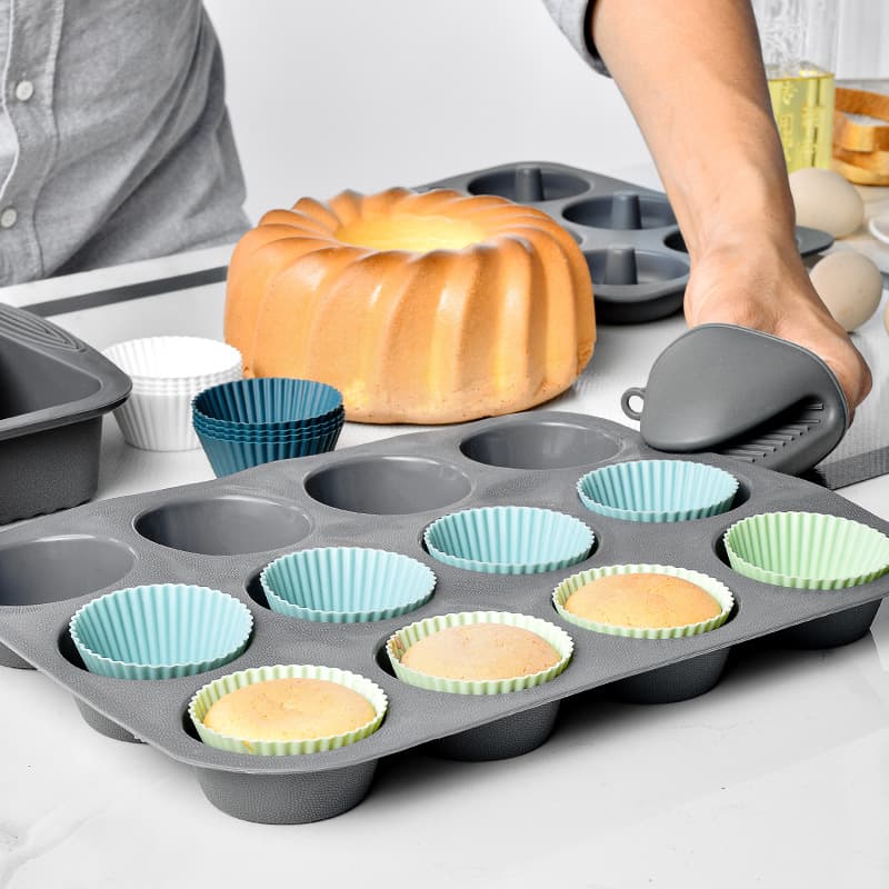 Morandi Color System Round Silicone Cake Mold Baking Egg Tart Steamed Egg Supplementary Food Cupcake Muffin Cup
