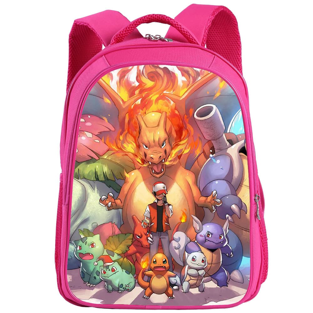 Pokemon Backpack 16-Inch Pocket Monsters Cartoon Pokemon Girls Pink Backpack
