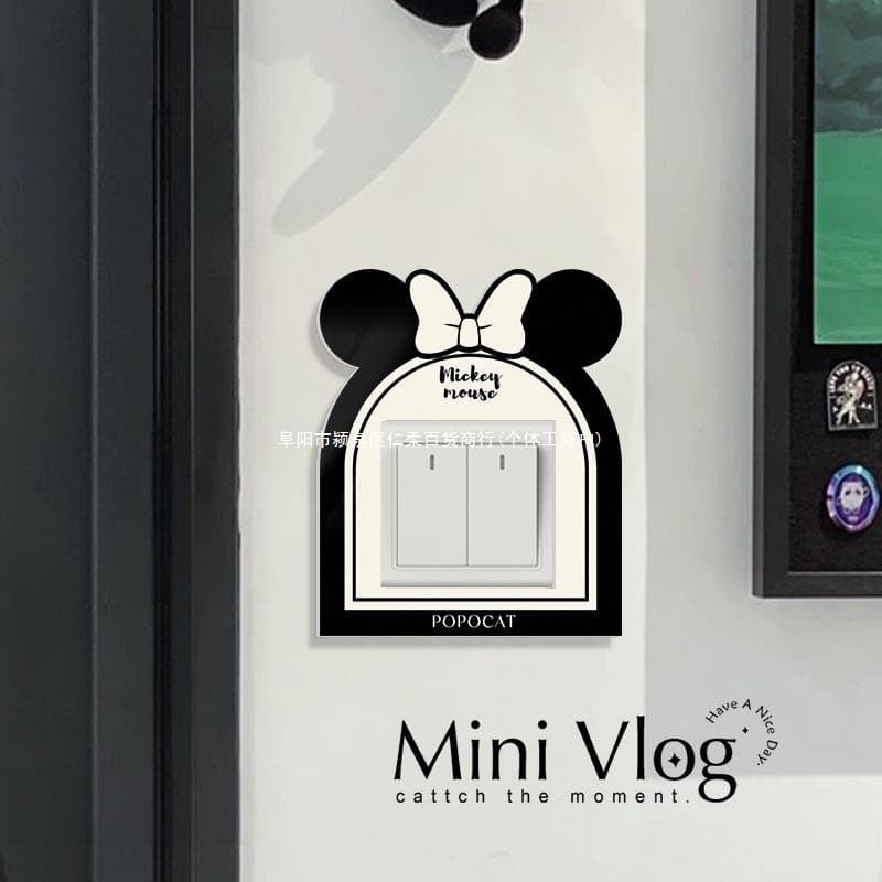 Mickey Mouse switch sticker, modern minimalist switch protective cover, dirt-proof, wall covering, decorative socket beautifying frame cover