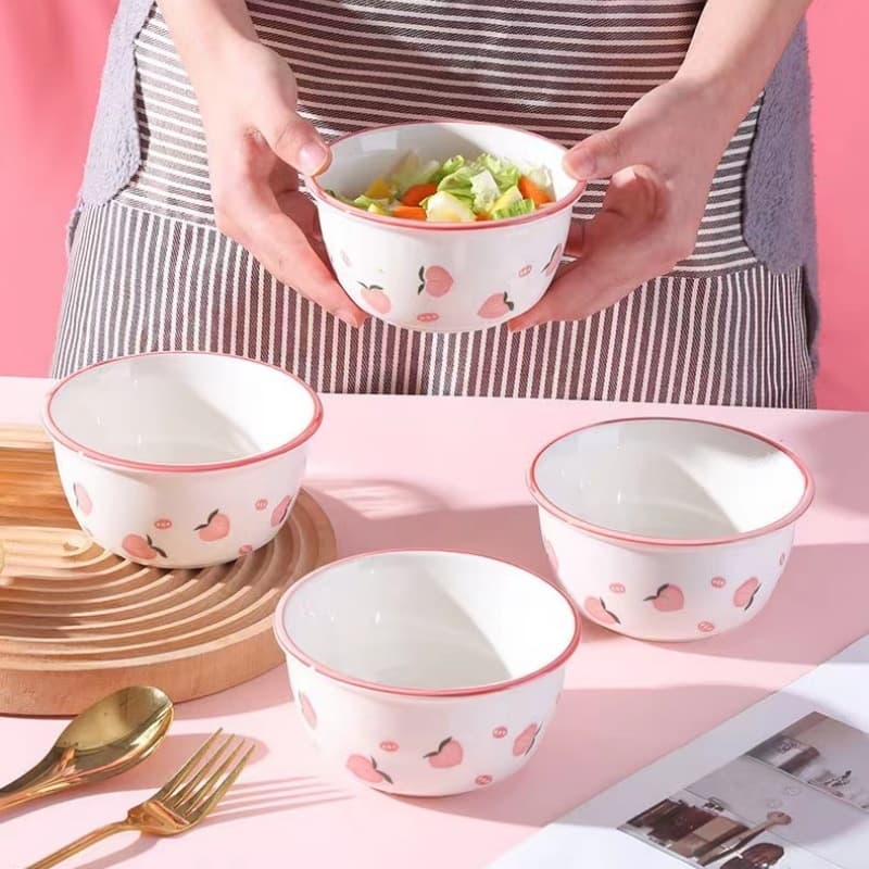 Underglaze Color Fruit Ceramic Bowl, Cute Rice Bowl, Restaurant Home Use Rice Bowl, Noodle Bowl, Soup Bowl, Japanese Creative Sweetheart Bowl