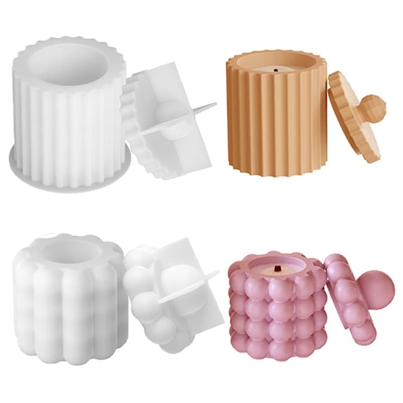 DIY Resin Plaster Cement Polka Dot Bubble Storage Jar Mold European Cylindrical Gear Candle Cup Silicone Mold
