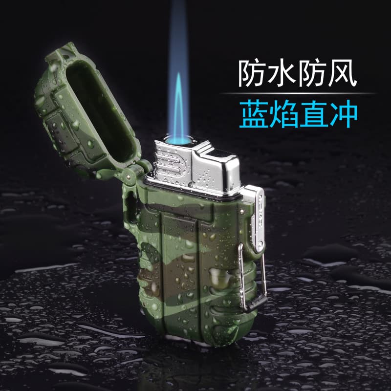 Factory Direct Outdoor Camping ABS Long-Term Sealed Waterproof Blue Flame Cigar Windproof Jet Lighter Wholesale