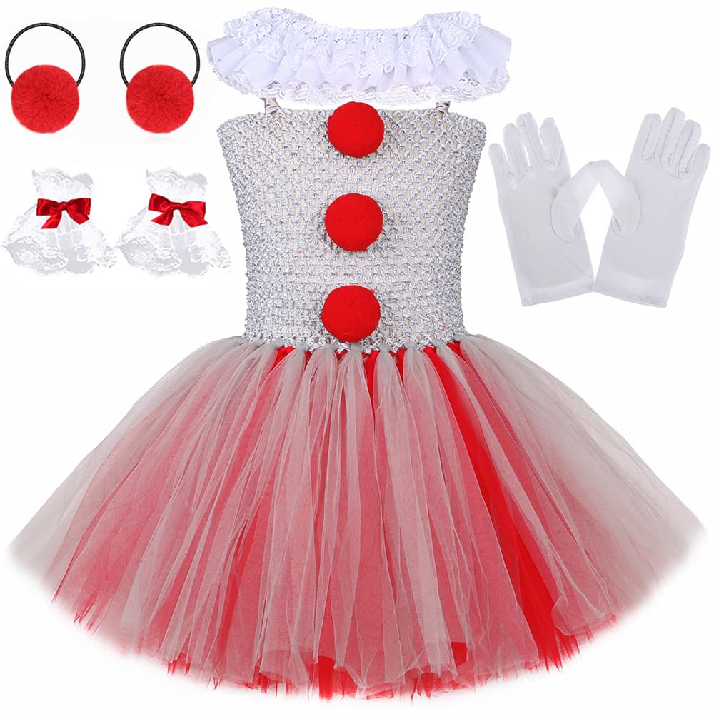 Cross-border Halloween costume children's clown ghost dress Cosplay Pennywise girls gauze tutu skirt