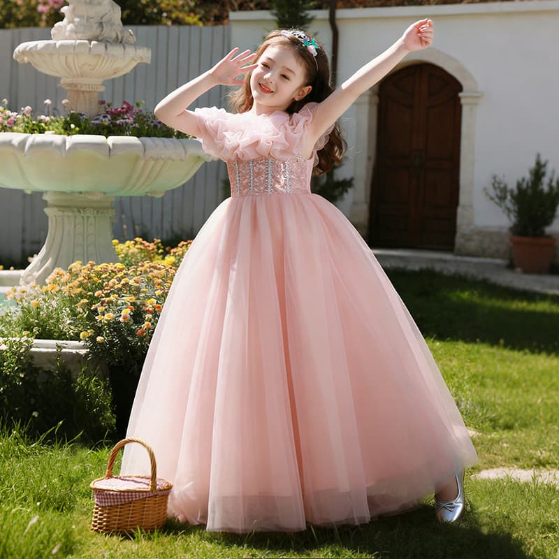 Children's Princess Dress, Kids' Clothing for Older Girls, Flower Girl Tutu Dress, Birthday Party Performance Dress