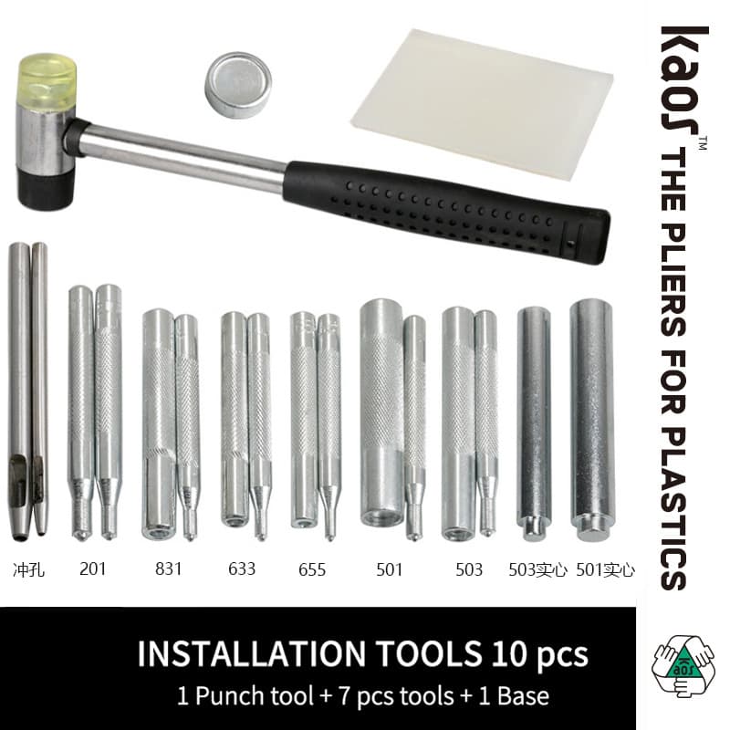Metal Snap Fastener Installation Tool Hand Hammer Installation Bar 831 655 633 201 Button Fastening Magic Tool Hole Punch