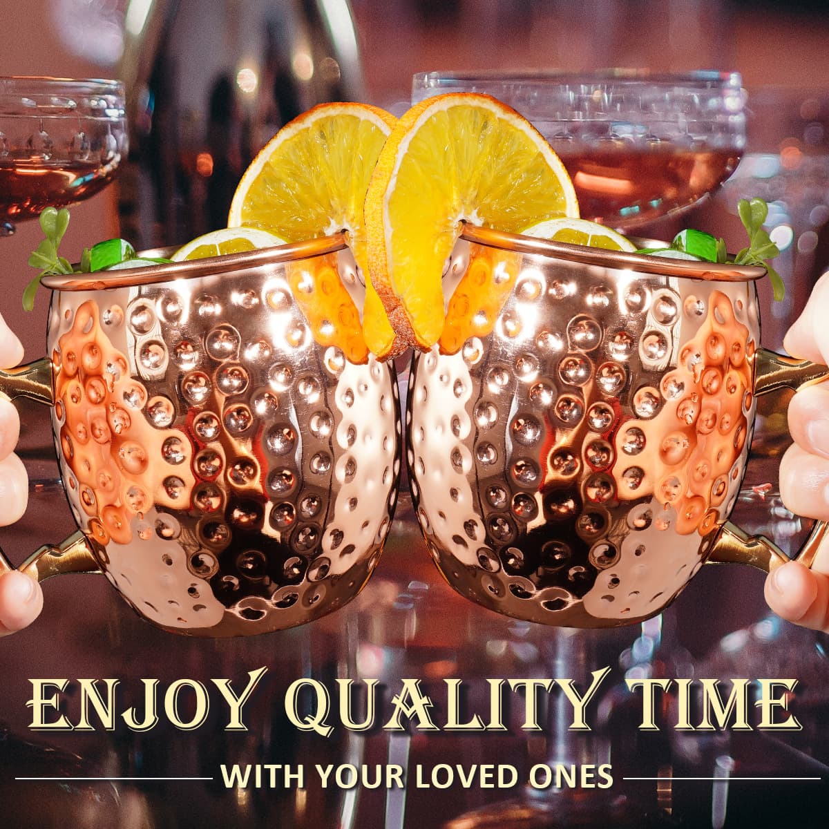 304 Stainless Steel Copper-Plated Hammered Cup Cocktail Cup Metal Bar Moscow Mule Cup Beer Cup
