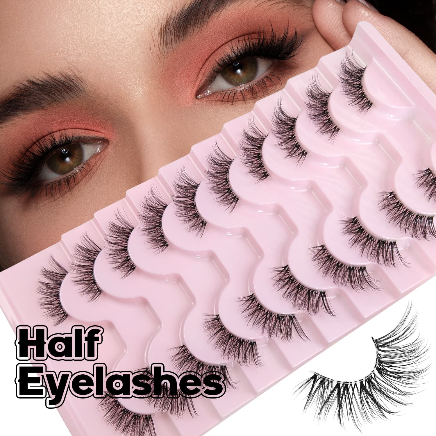 Europe and America Cross-border Hot Selling 10 Pairs Pack Clear Band Natural Curl Soft Lashes Factory Wholesale Fox Eye False Eyelashes