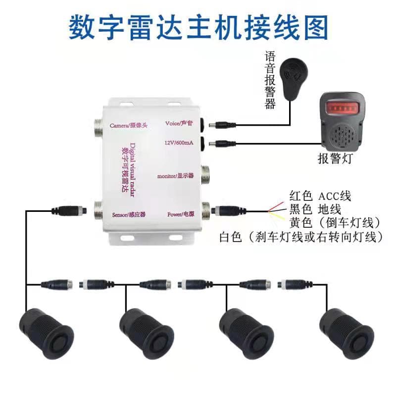 24V Car Truck Van Reverse Assist Parking Digital Visual Radar Sensor Alarm Monitoring System