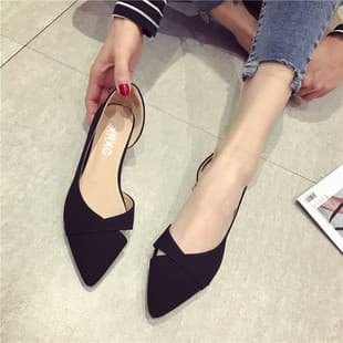 2024 Spring New Fashion Versatile Shallow Pointed Toe Flat Heel Shoes for Women Office Soft Sole Black Work Flats