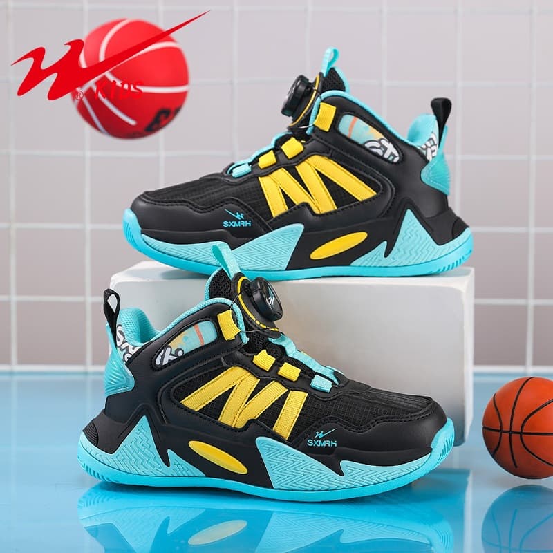 Boys Basketball Shoes 2025 Autumn Winter New Shock Absorbing Girls Sports Shoes for Big Medium Kids Twist Button Basketball Shoes