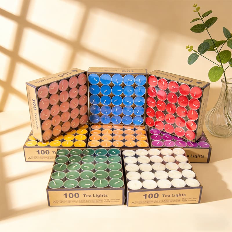 Shengbaoyuan Cross-Border Tea Light Candles - Warmth, Heat Preservation, Tea Brewing, Colored Plant Wax, Hotel KTV Romantic Round Party Candles