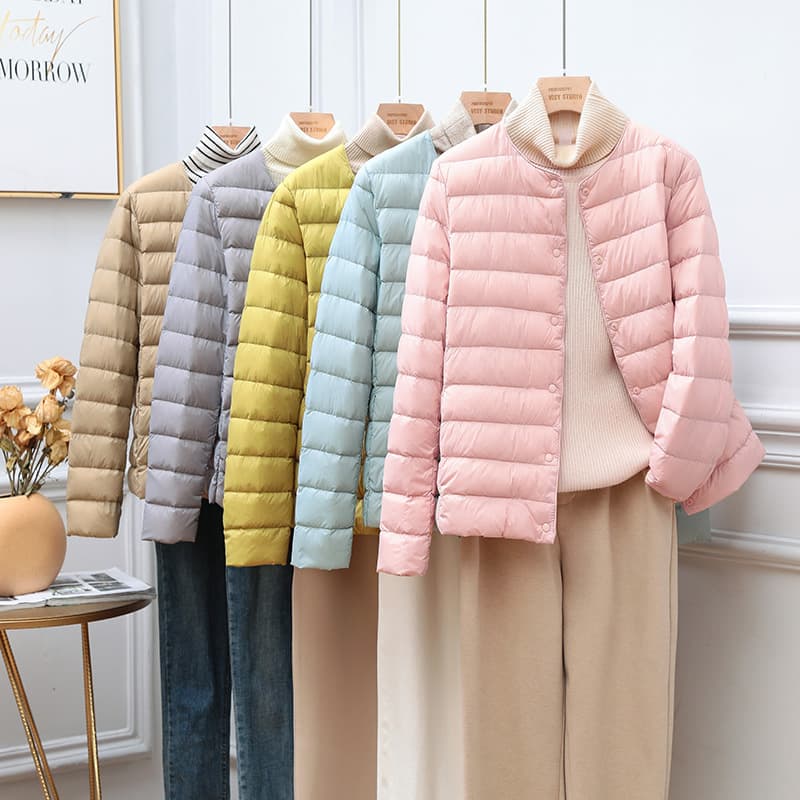 Cross-Border 2026 Autumn and Winter Lightweight down Jacket for Women, Round Neck, Short Style, Convertible Collar to V-Neck, Slim Fit, Plus Size, Lightweight Coat