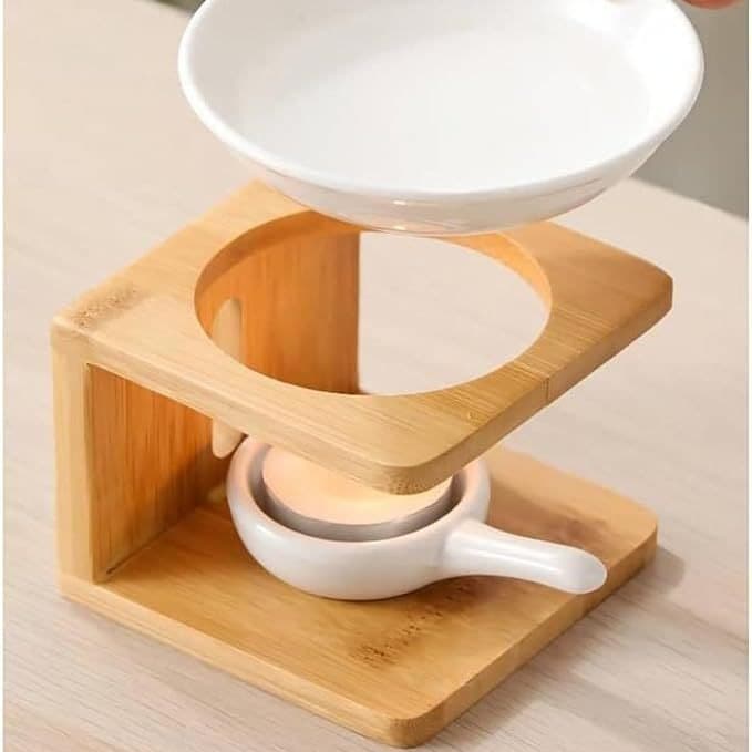 Wooden Essential Oil Burner Candle Holder Aromatherapy Fragrance Burner Oil Diffuser Candle Tea Light Wood Stand