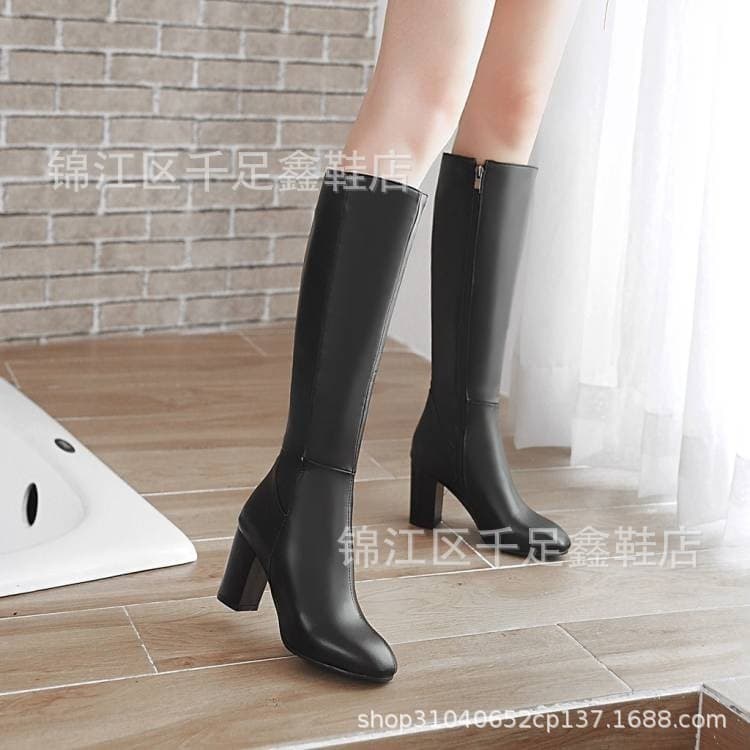 Women's Martin Boots, British Style Thick Heel High Boots, Over-the-Knee Boots