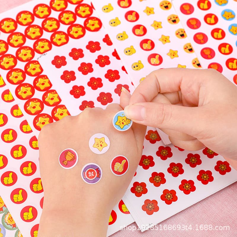 Children's Reward Stickers, Kindergarten and Elementary School Red Flower Thumbs Up Teacher Points Smiley Face Praise Stickers