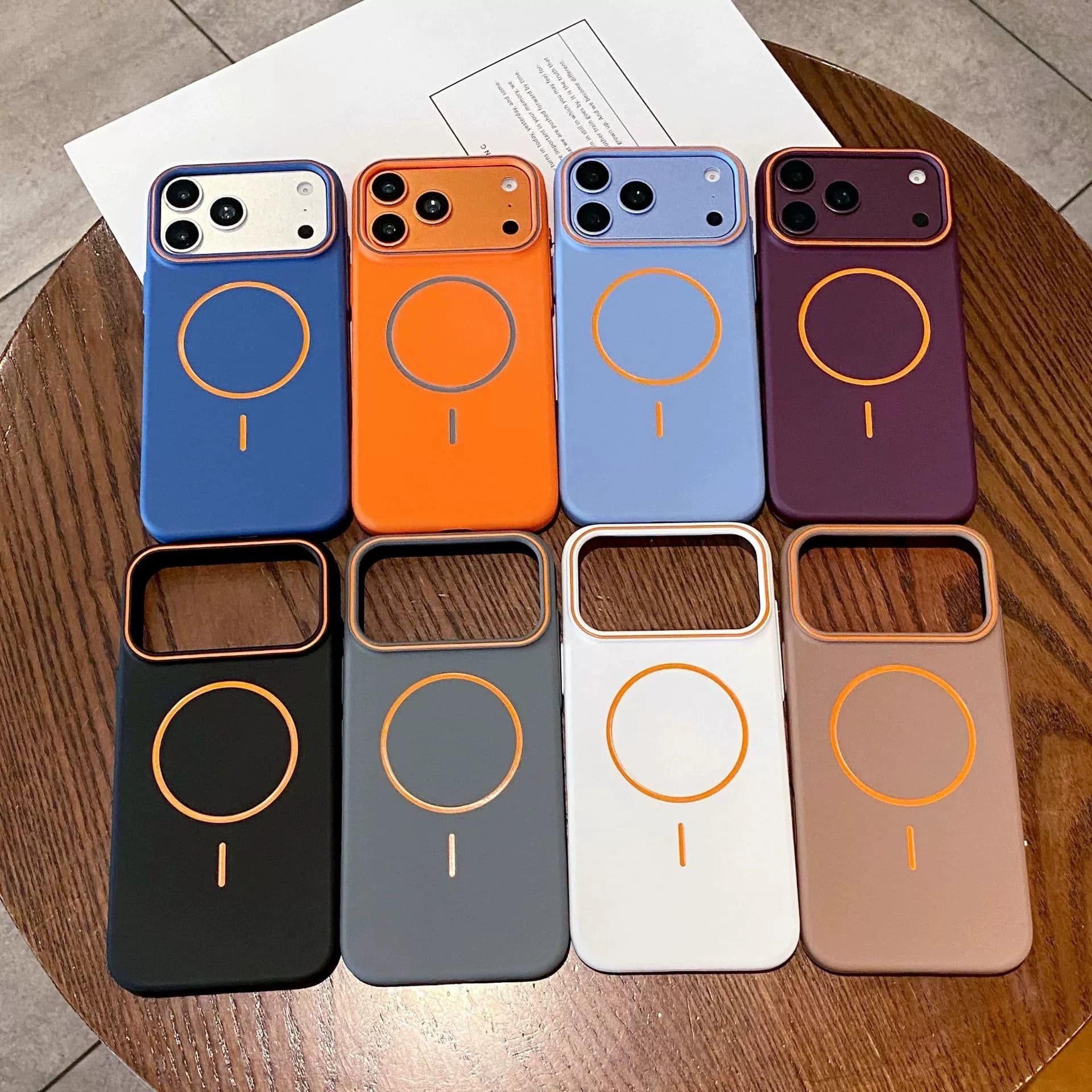 Compatible with iPhone 18 Pro Max, two-tone lens frame skin-feel frosted magnetic case for Apple 17, creative protective cover
