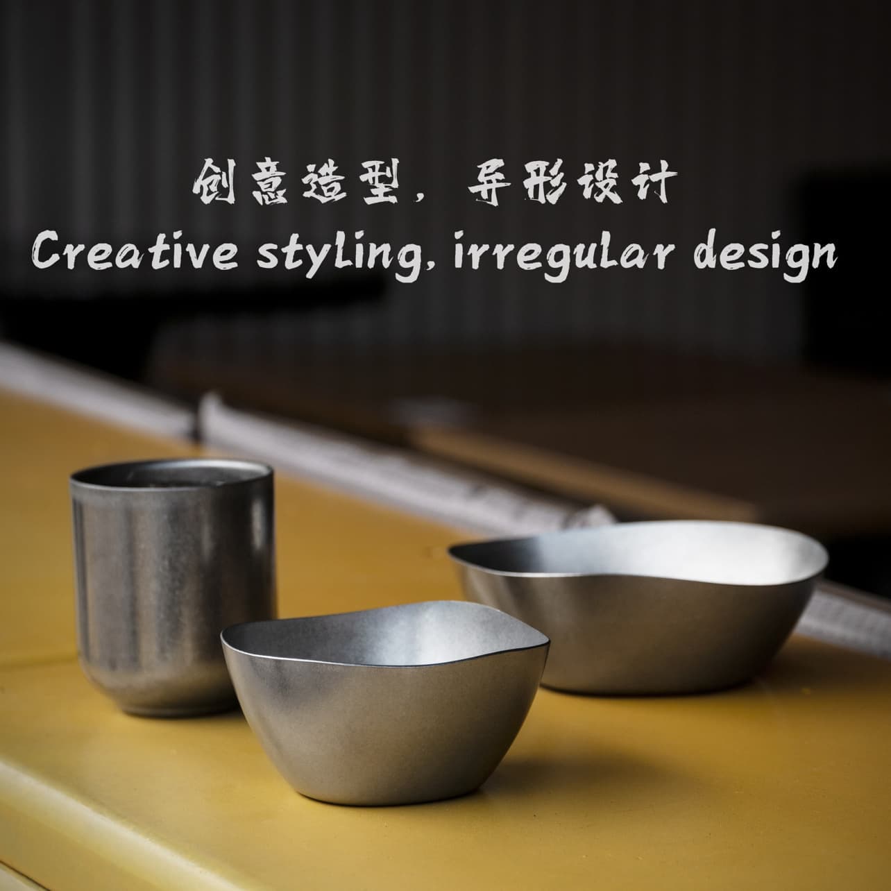Retro 304 stainless steel bowl, special-shaped bowl, snack bowl, irregular square tapered outdoor camping stackable single-layer bowl
