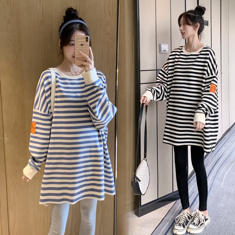 Maternity Clothes Spring and Autumn Suit Fashion Base Shirt Sweatshirt Autumn T-shirt Loose Trendy Mom Dress