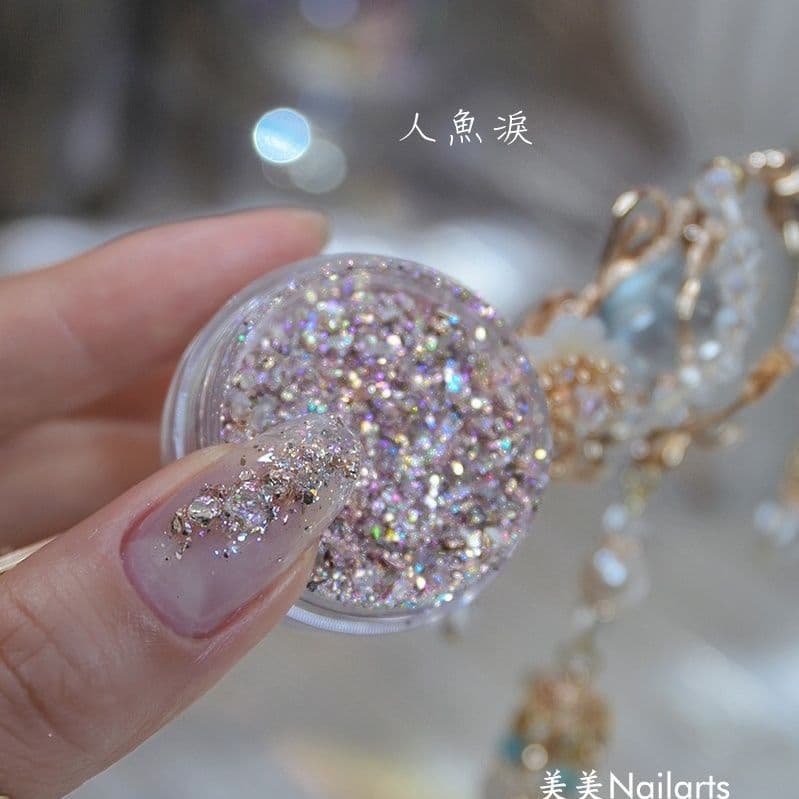 meimeinails original manicure material mermaid tears dreamlike mixed manicure sequins gravel