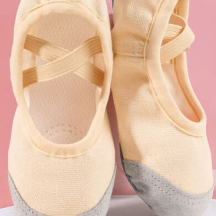 Leather Head No-Tie Lace Dance Shoes Ballet Shoes Breathable Sports Nude Practice Shoes Lightweight Indoor for Children and Adults
