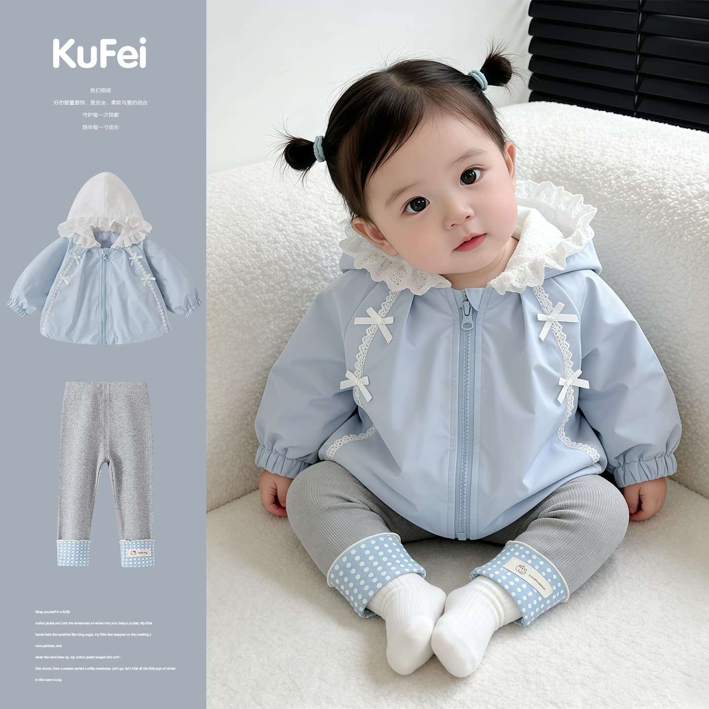 2026 Spring New Baby Bow Hooded Jacket Set Girls Stylish Cardigan and Leggings Two-Piece Set