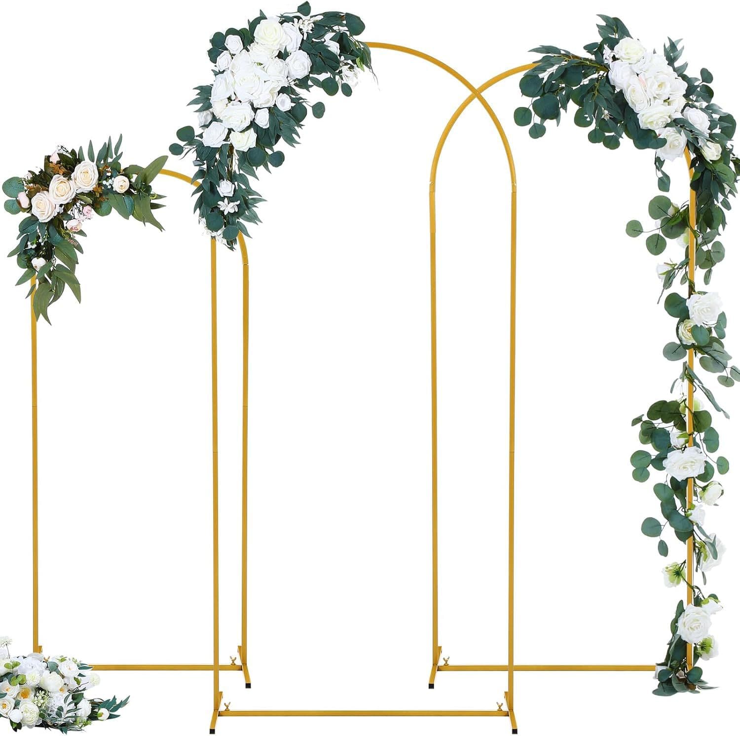 Cross-border hot selling metal arch background stand golden iron arch party birthday background balloon stand three pieces