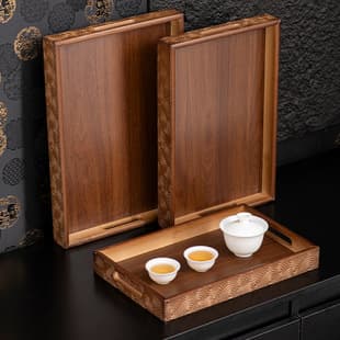 Thickened Square Bamboo Tray for Hotel Restaurant Serving, Home Snack Fruit Tea Set Storage Solid Wood Tray