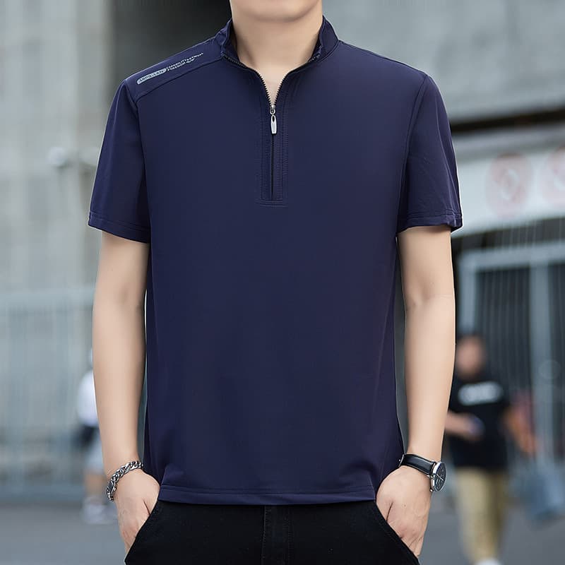 Ice Silk Short Sleeve Polo Shirt for Men 2026 New Summer Thin Casual Half-Zip Sports Loose Top Men's Clothing