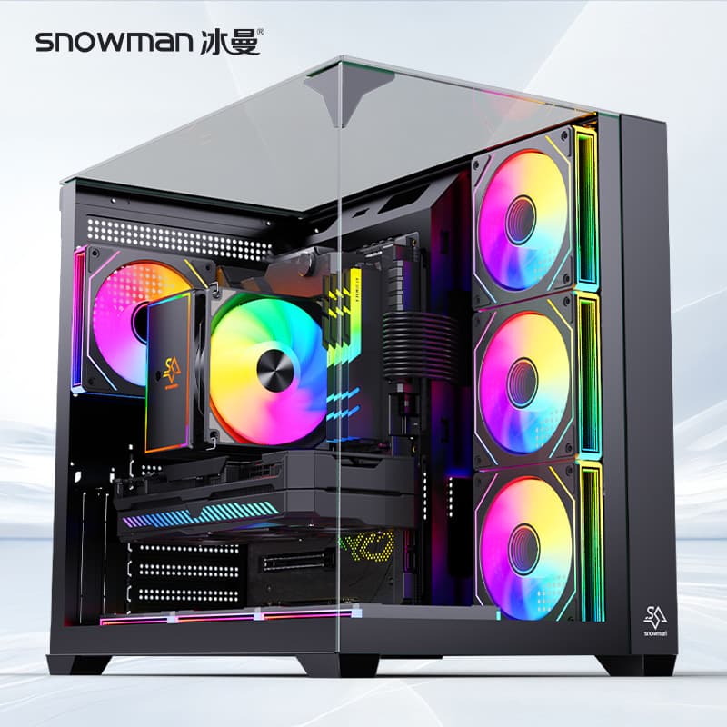 SNOWMAN Bingman three-sided glass sea view room chassis ATX e-sports desktop computer chassis 360 water-cooled chassis