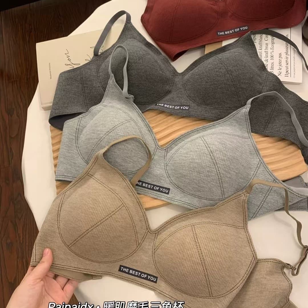 Cross-Border Micro-Suede Soft Support Lifting Strappy Seamless Bra for Small Bust, Push-Up Wireless Anti-Sagging Bra