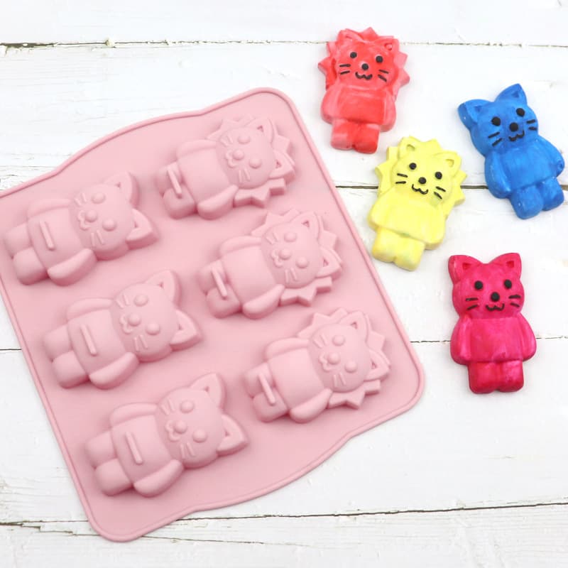 Cross-border 6-Connection Lion Kitten Cake Mold Cold Process Soap Mold Multi-Expression Cartoon Rice Cake Mold Jelly Mold