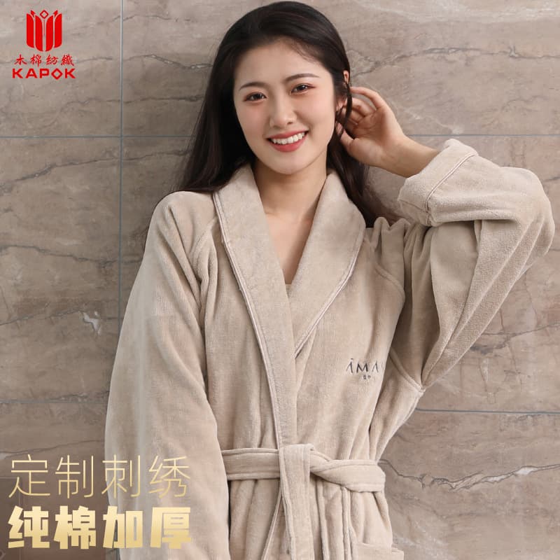 Wholesale high-end hotel bathrobes, absorbent cotton terry material, cut velvet extra long bathrobes, Aman hotel bathrobes