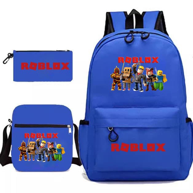 New Cross-Border Roblox Game Peripheral Backpack, Lunch Bag, Pencil Case Set for High School Students, 3-Piece Set