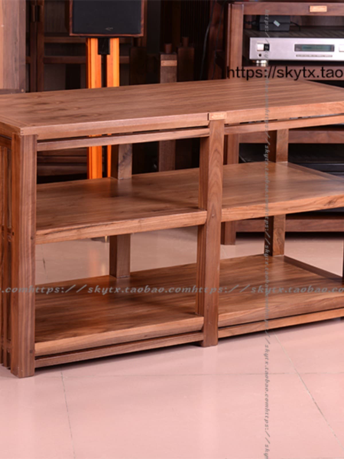 Jazz Luxury Rack Multi-layer Walnut Amplifier Tube Machine Solid Wood Audio Equipment Cabinet Speaker Stand