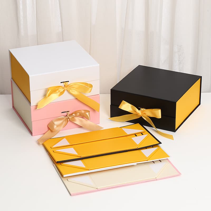 One-piece flip-top folding box ribbon packaging box gift box bow gift box Valentine's Day birthday party gift box