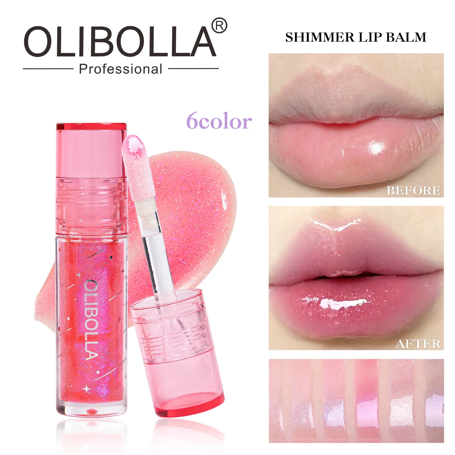 OLIBOLLA Water Gloss Sparkle Multi-color Lip Gloss Non-stick Cup Moisturizing Mirror Lip Oil Lip Gloss Lipstick Wholesale