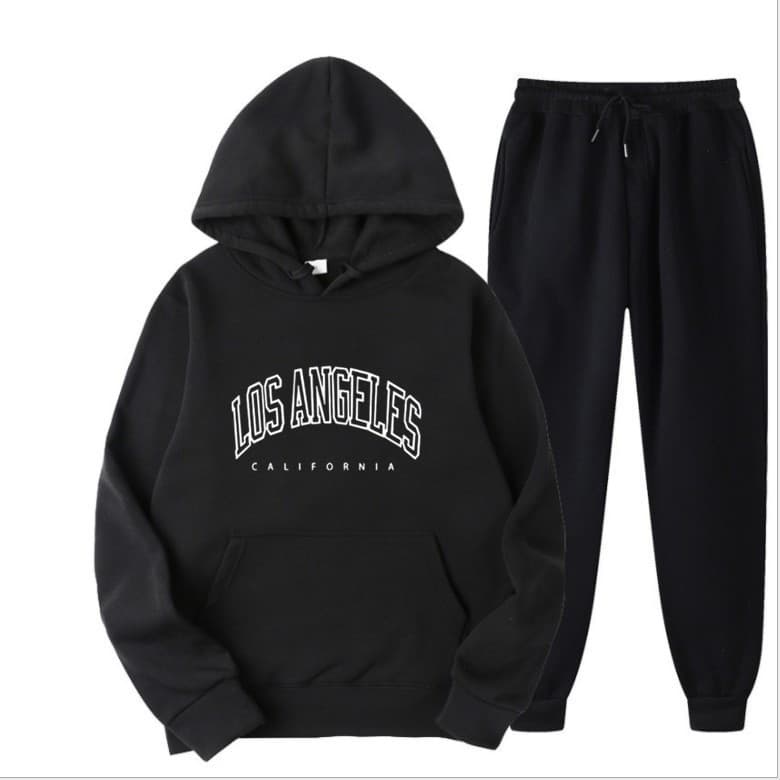 European and American Men's Fashion Spring and Autumn Hooded Solid Color Sweatsuit Men's Athletic Casual Set Men's Hoodie