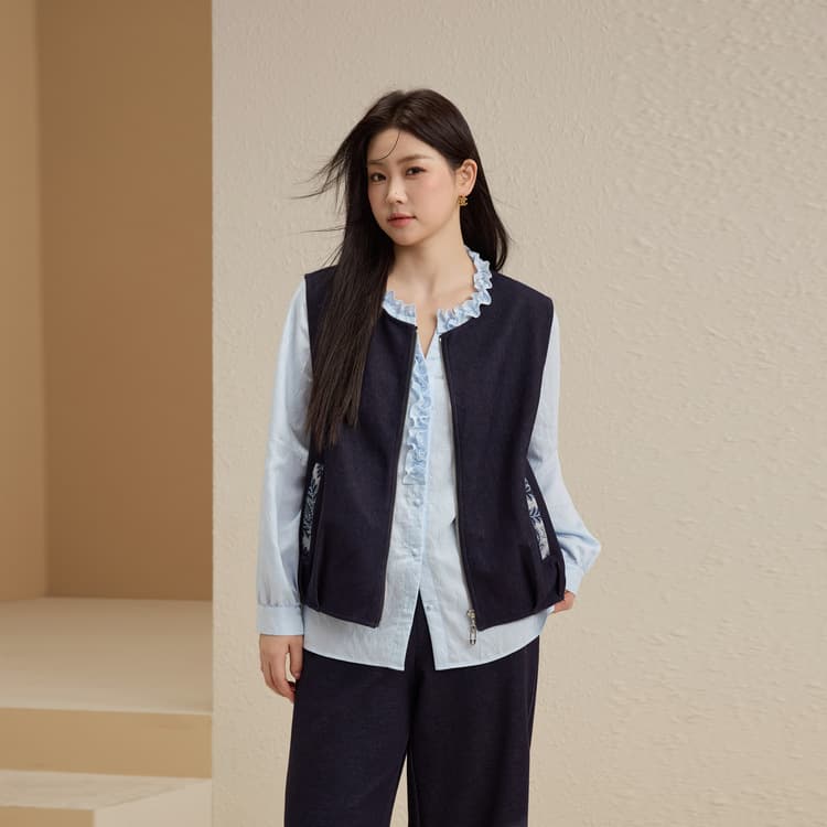 [Lazy Layered Vest] Slim & Stylish Plus Size Retro Print Versatile Cardigan for Curvy Women, Autumn 2025 New Arrival